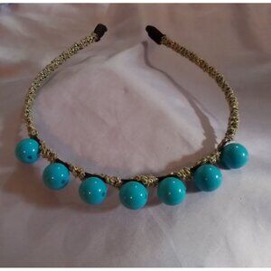 Vintage Headband With Turquoise Beads